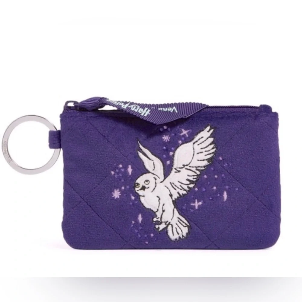 Vera Bradley NWT Harry Potter Zip ID Wallet Velvet Forbidden Forest Owl Purple
